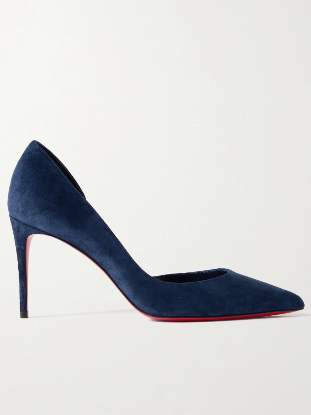 Christian Louboutin IRIZA 85 Suede D'Orsay Heels Pumps Shoes Zaffiro Blue